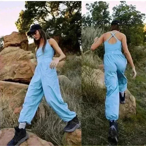 Free People Righteous Jumpsuit Falling Water Blue Large - Picture 2 of 12